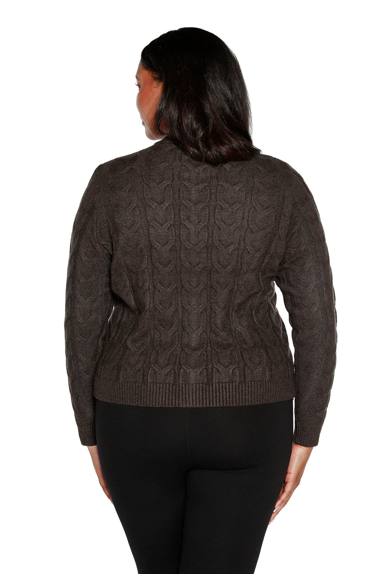 Women's Cable Knit Zip Up Cardigan | Curvy
