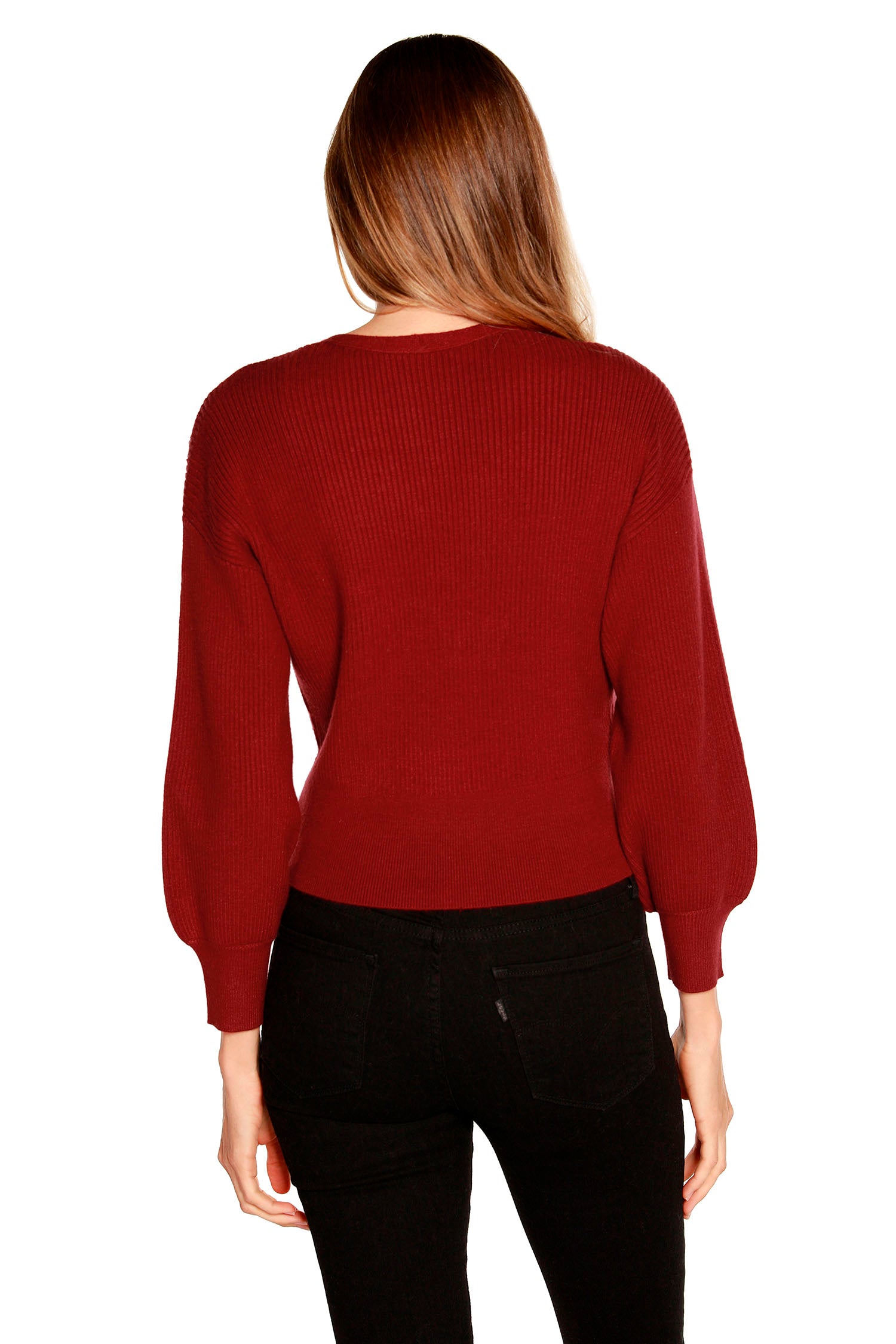 Women's Wrap Surplice Sweater with Multicolor Rhinestones
