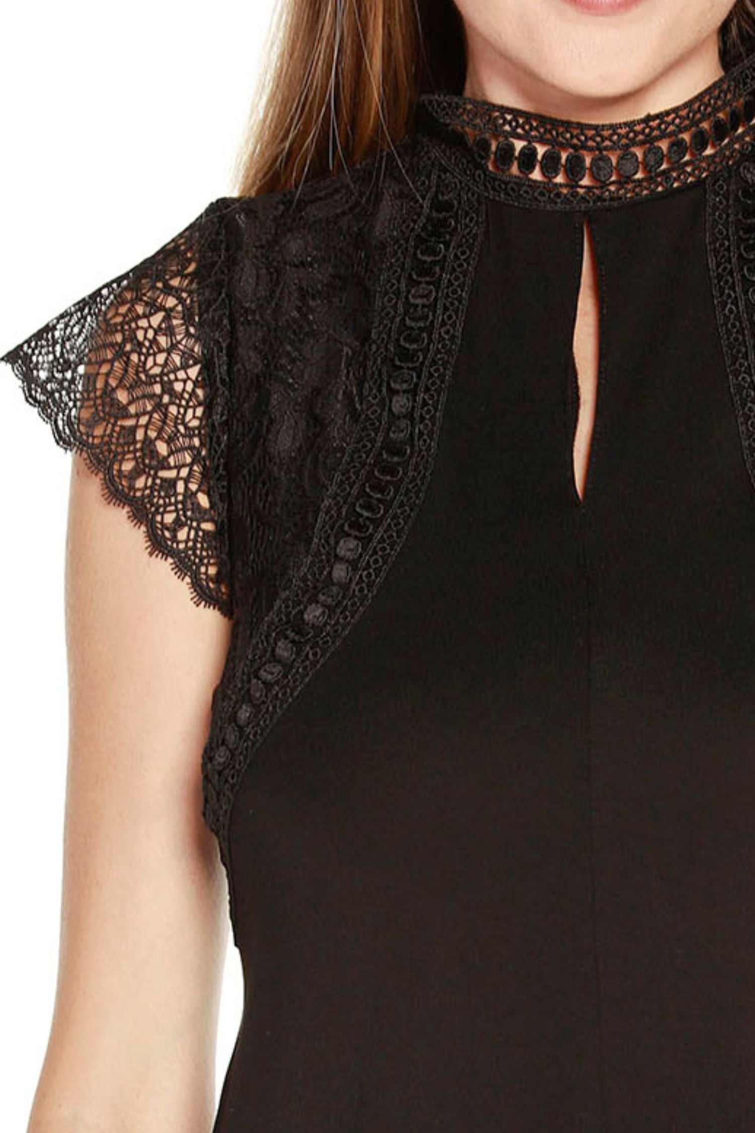 Women's Cap Sleeve Top with Lace Detailing in a Soft Knit Jersey