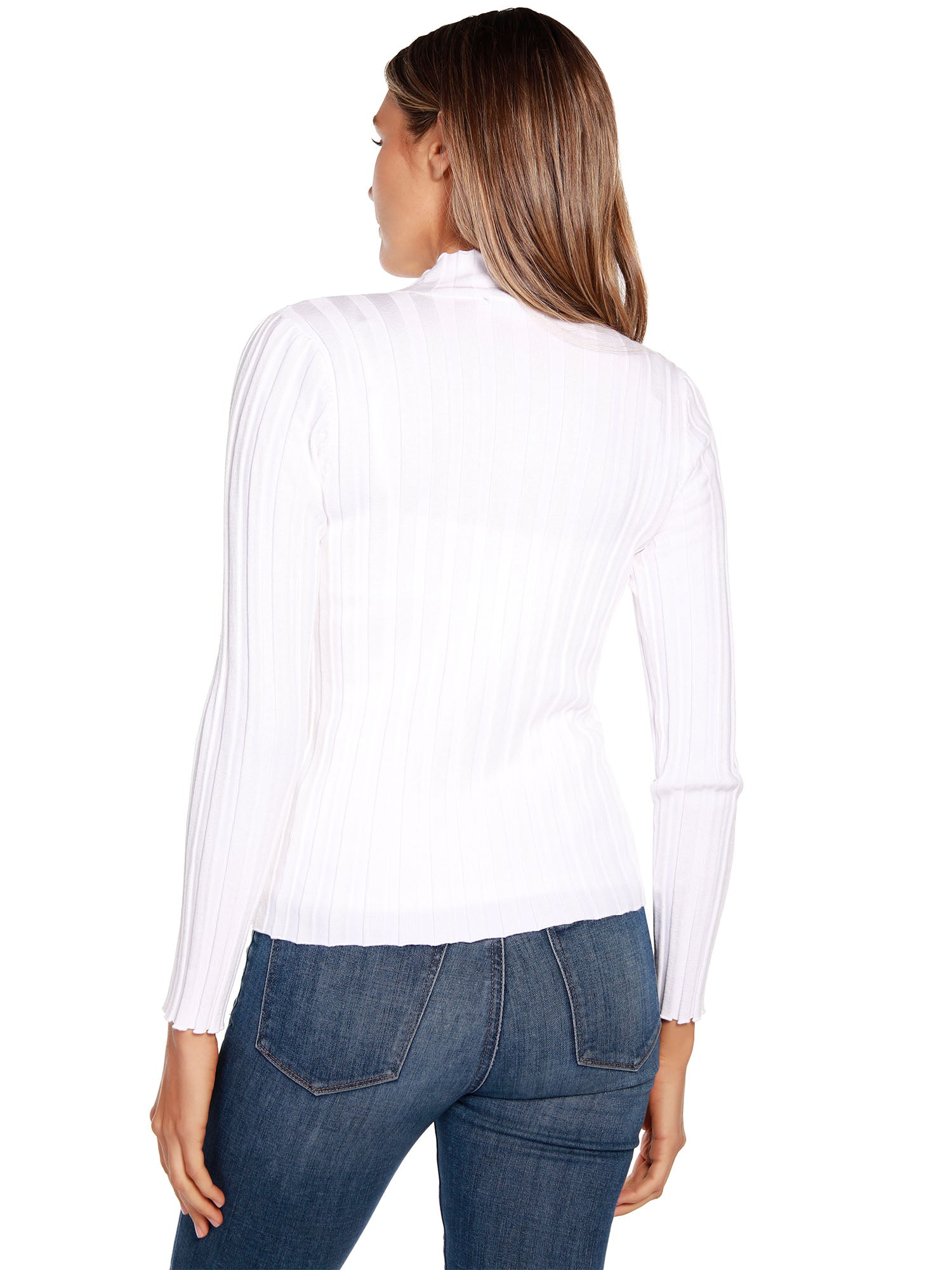 Suéter de manga larga con cremallera frontal para mujer, cuello falso y cremallera con diamantes de imitación | con curvas