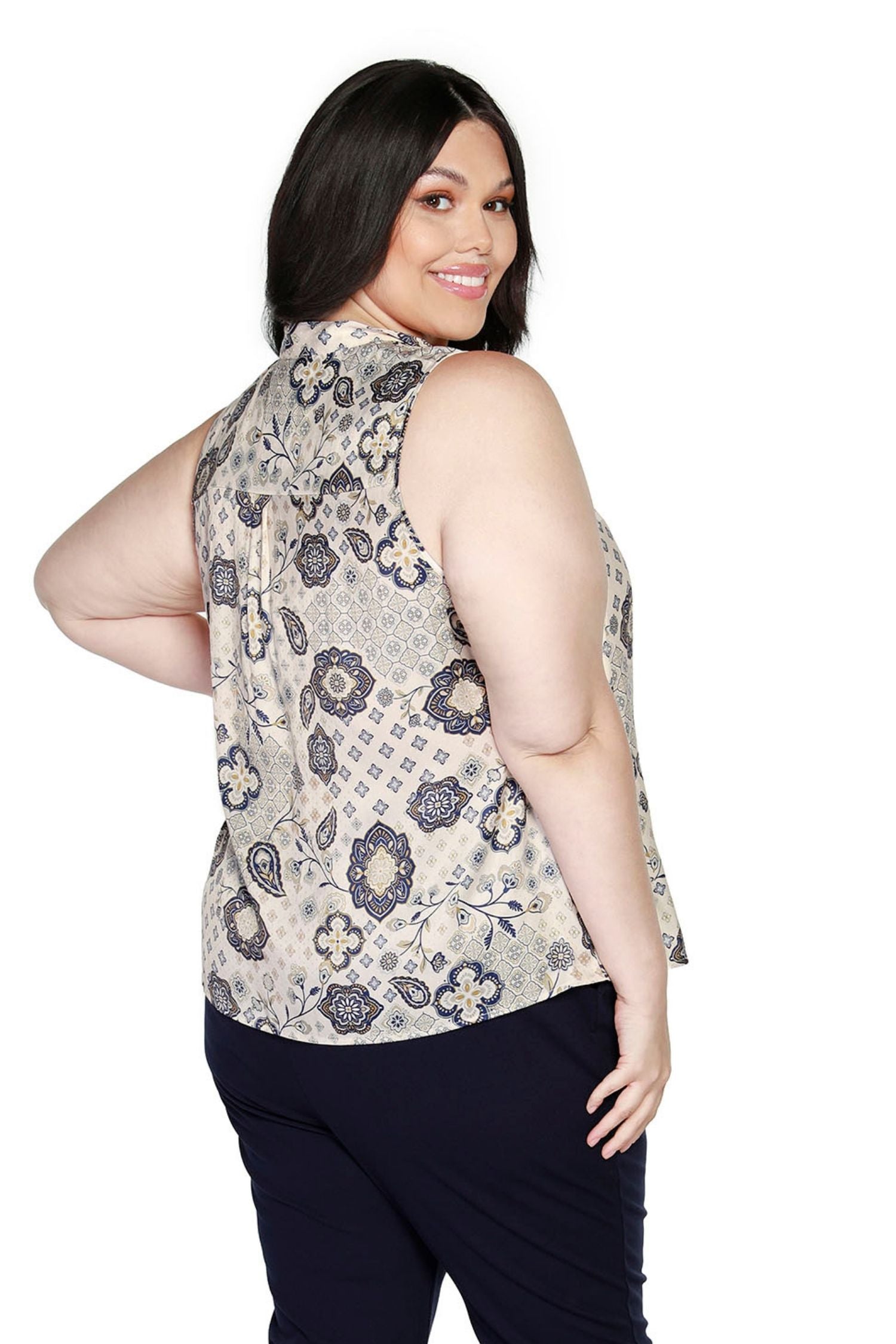 Women's Floral Paisley Halter Top with Keyhole Neckline | Curvy - LAST CALL