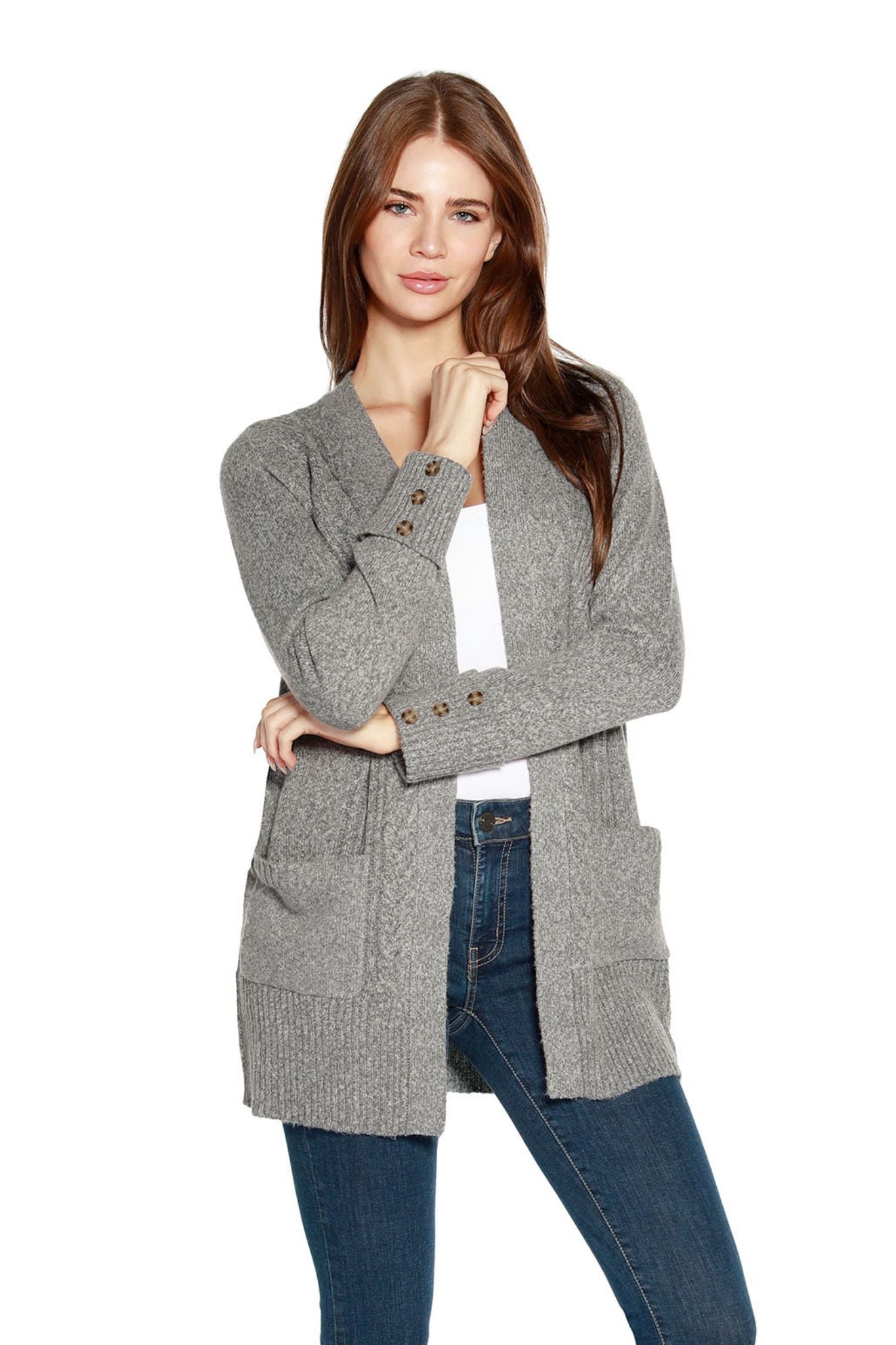 Belldini Women's Cardigan Sweater with Pockets - Lightweight, Ribbed Cable  Knit – belldini