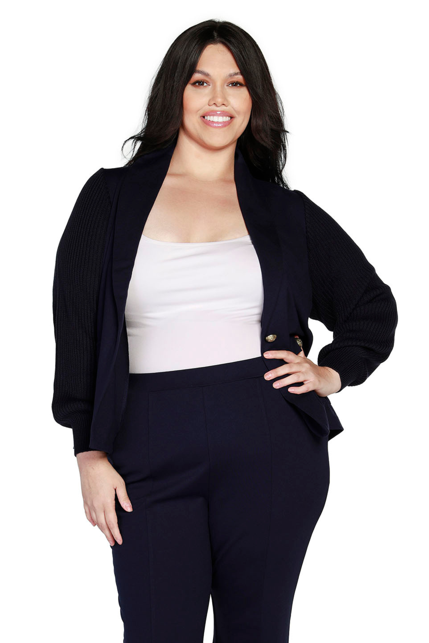 Women's Classic One Button Blazer with Blouson Sleeves and Pockets | Curvy - LAST CALL