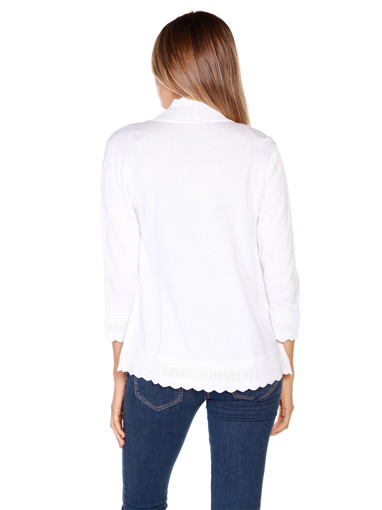 Women's Shrug Cardigan with Rounded Scalloped Edges | Curvy