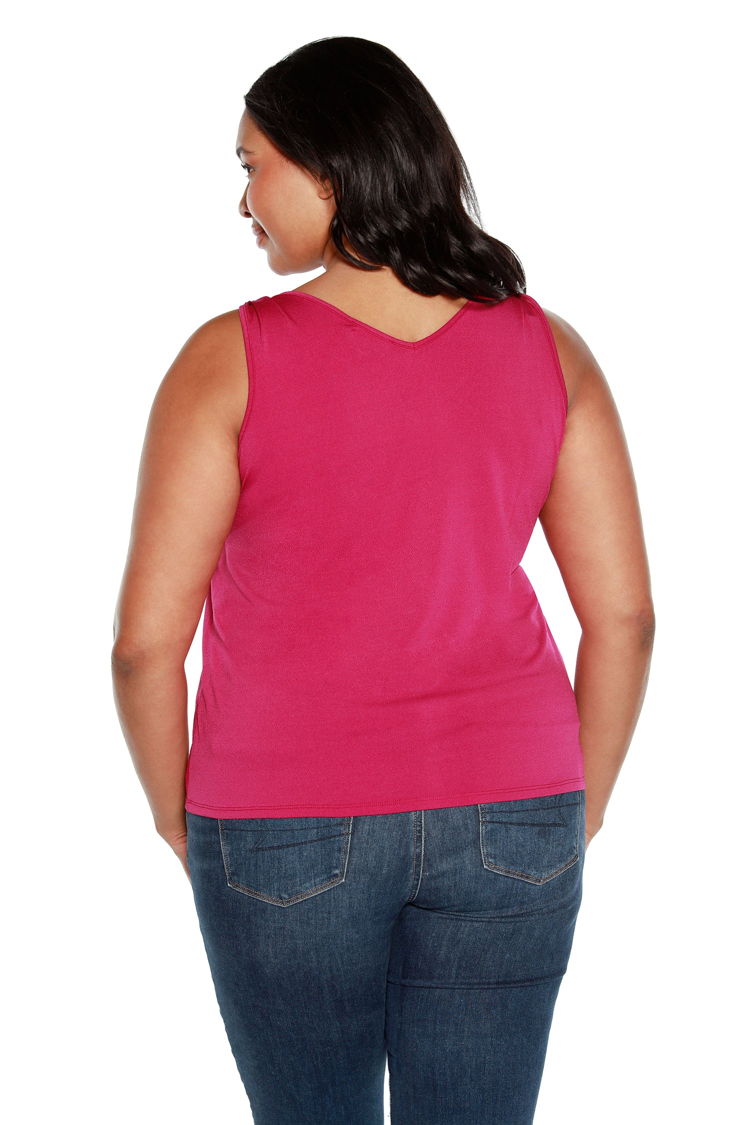 Women’s Crepe Jersey Halter Tank with Nailheads and Shoulder Ties | Curvy