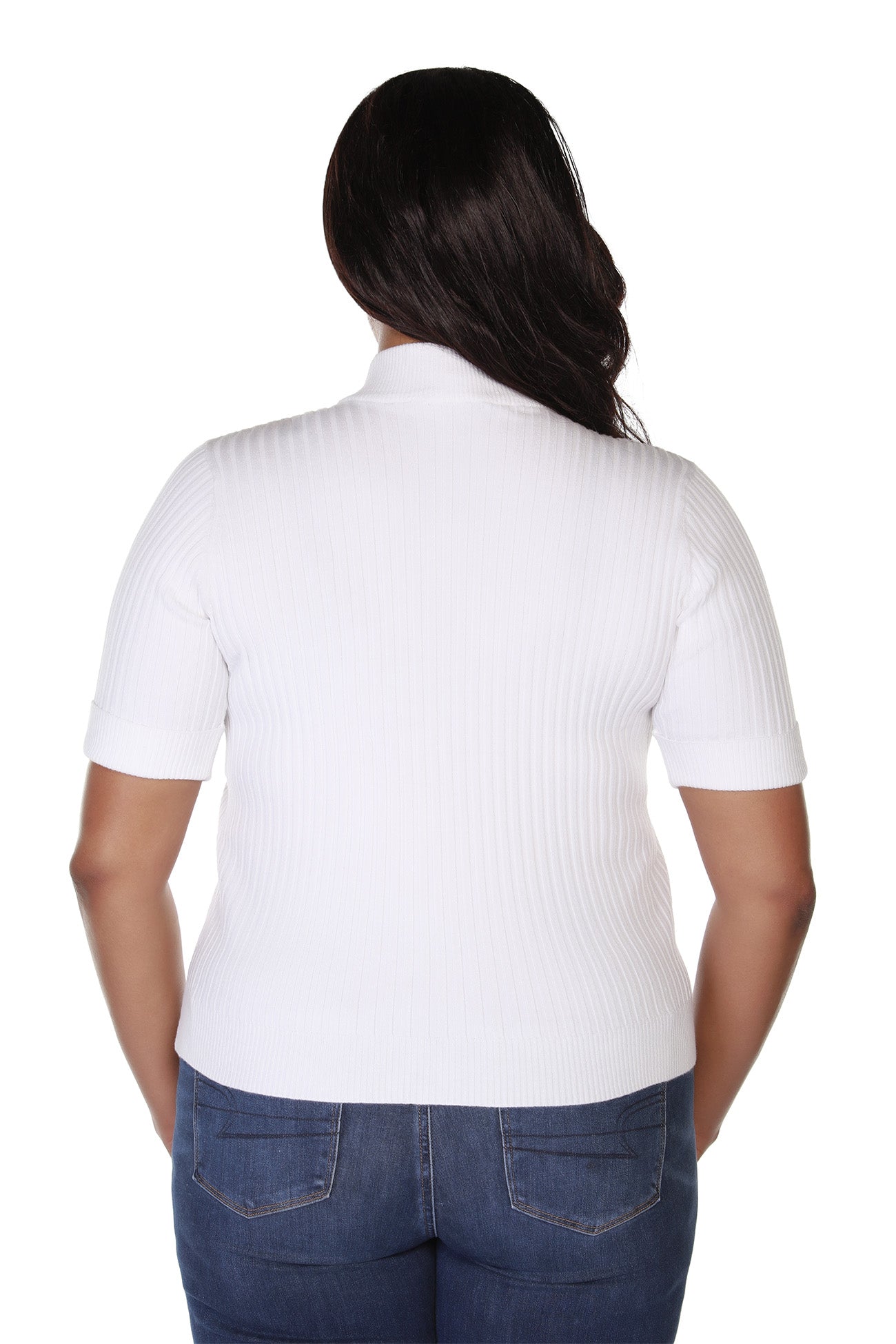 Jersey tipo jersey para mujer con cremallera frontal en punto acanalado | con curvas