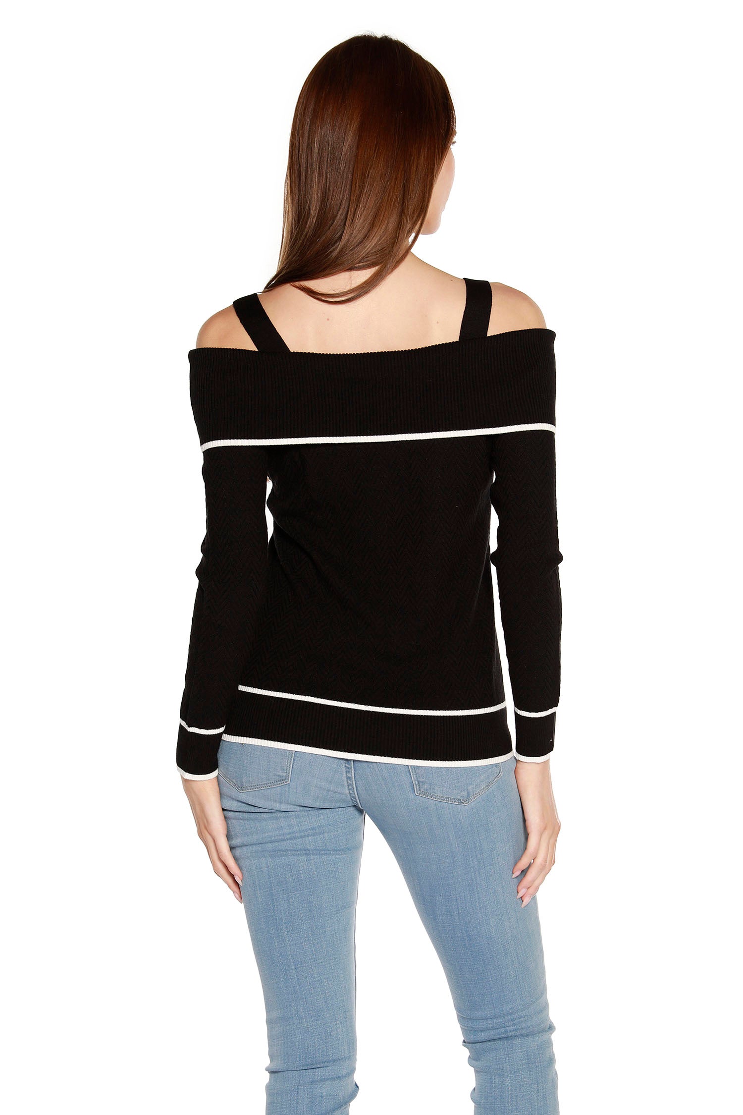 Women’s Slouchy Off the Shoulder Sweater with Fold Over Yoke
