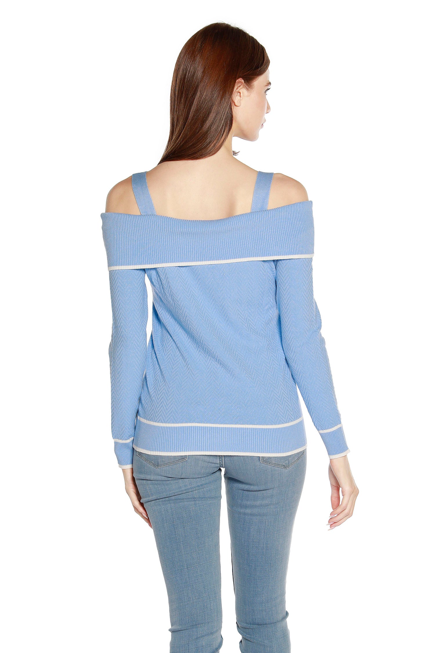 Women’s Slouchy Off the Shoulder Sweater with Fold Over Yoke