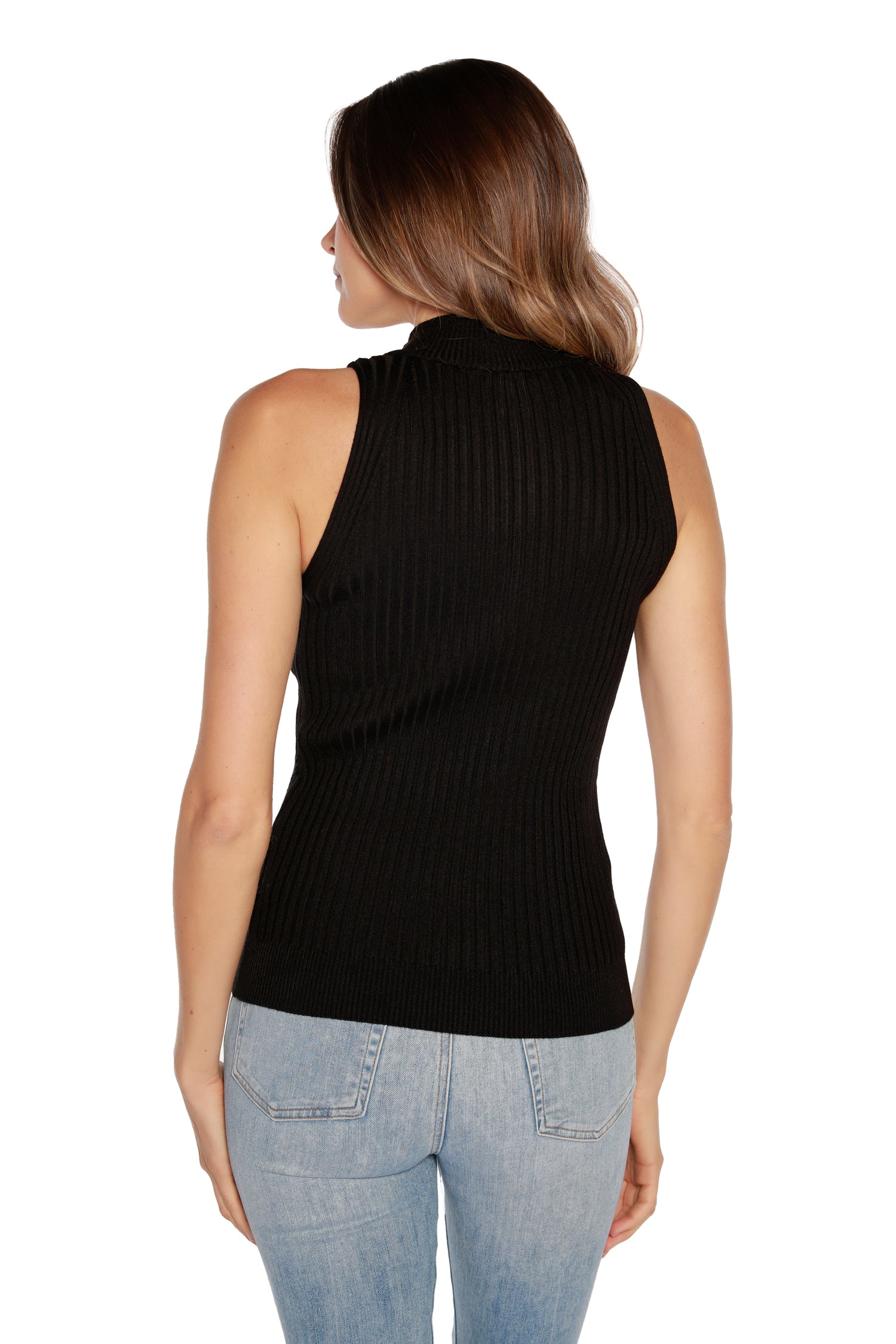 Sleeveless Halter Sweater for Women with Gold Zipper