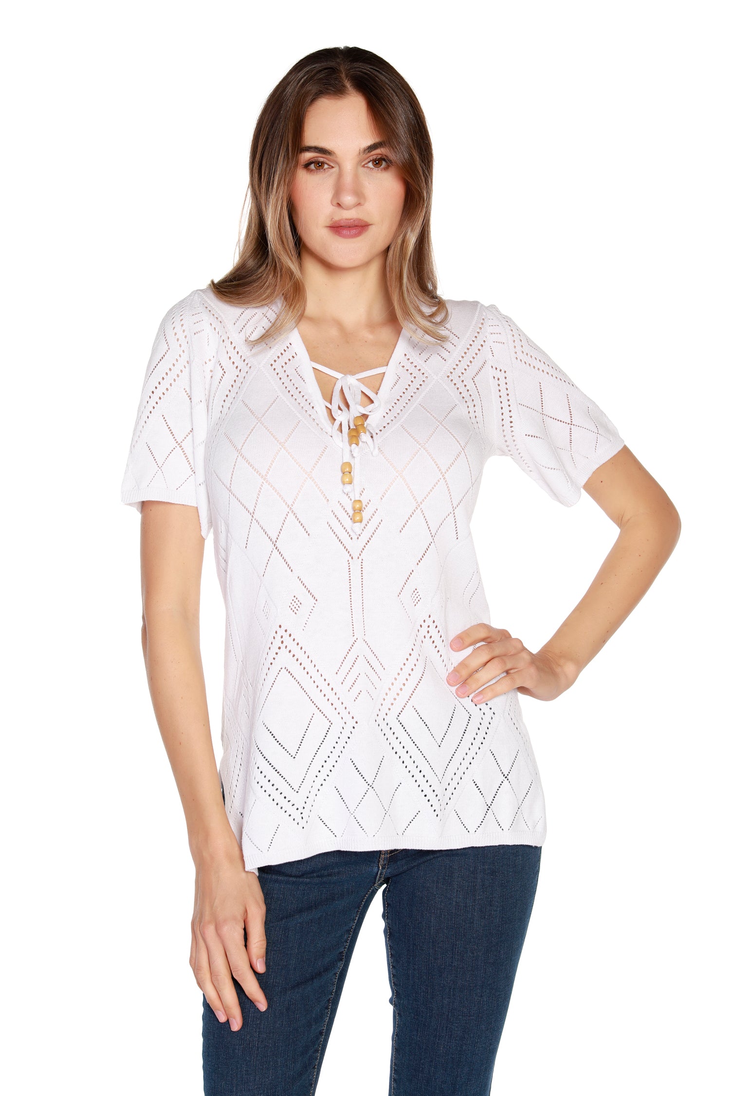 Women's Lightweight Diamond Knit Tunic Pullover Cover Up