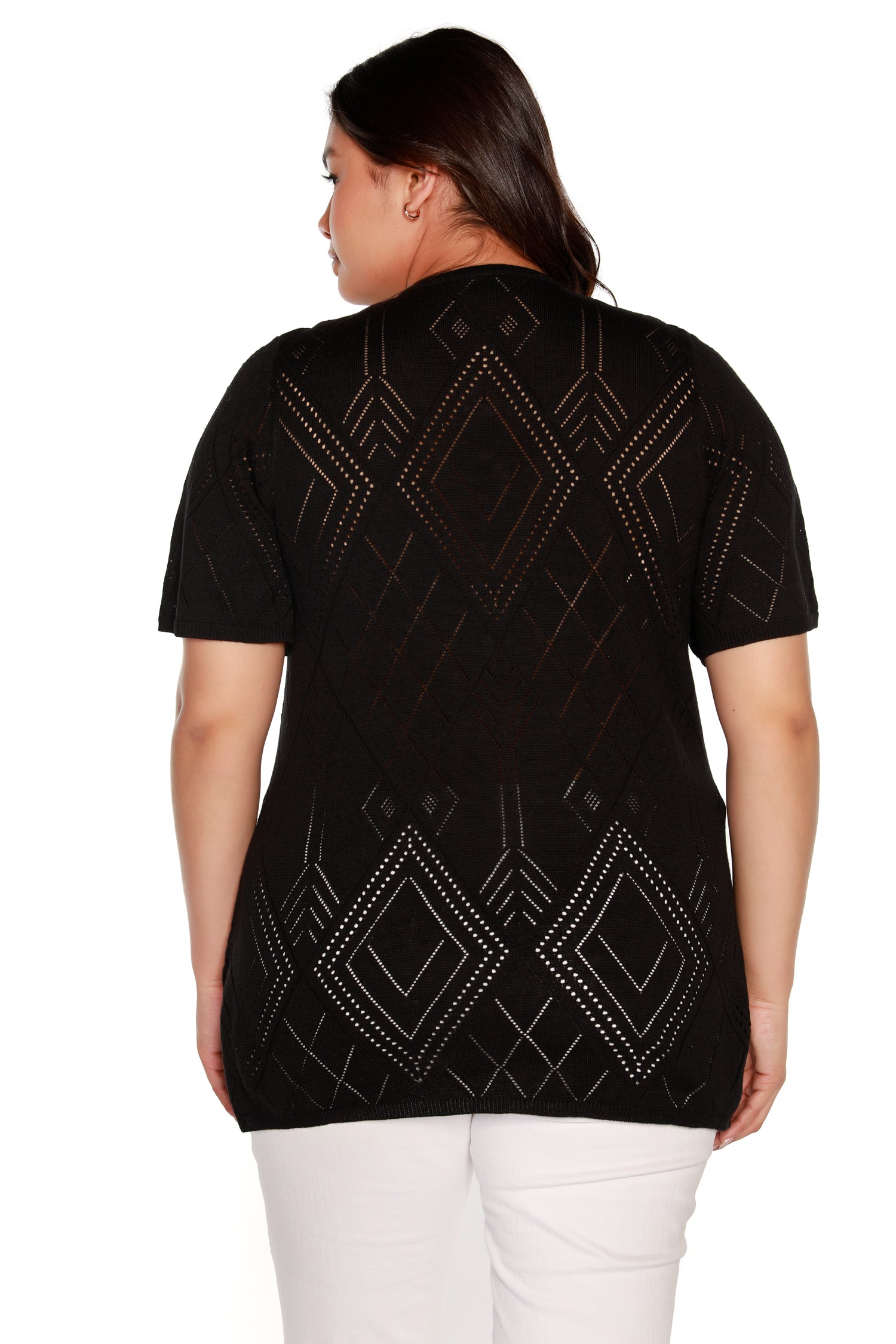 Women's Lightweight Diamond Knit Tunic Pullover Cover Up | Curvy