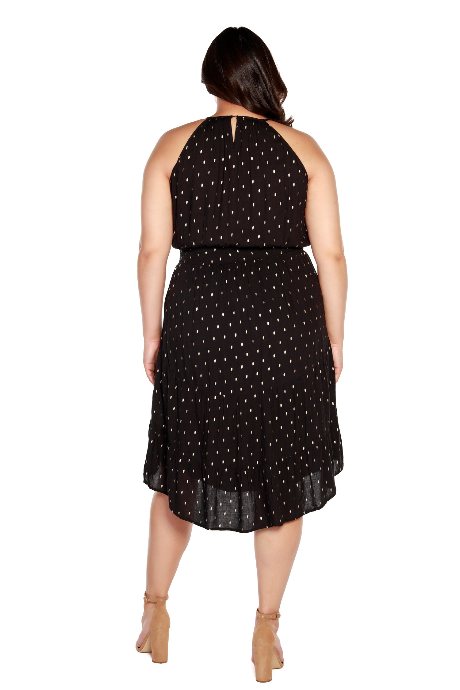 Women’s Sleeveless Dress with Tiered Skirt and High-Low Hem | Curvy