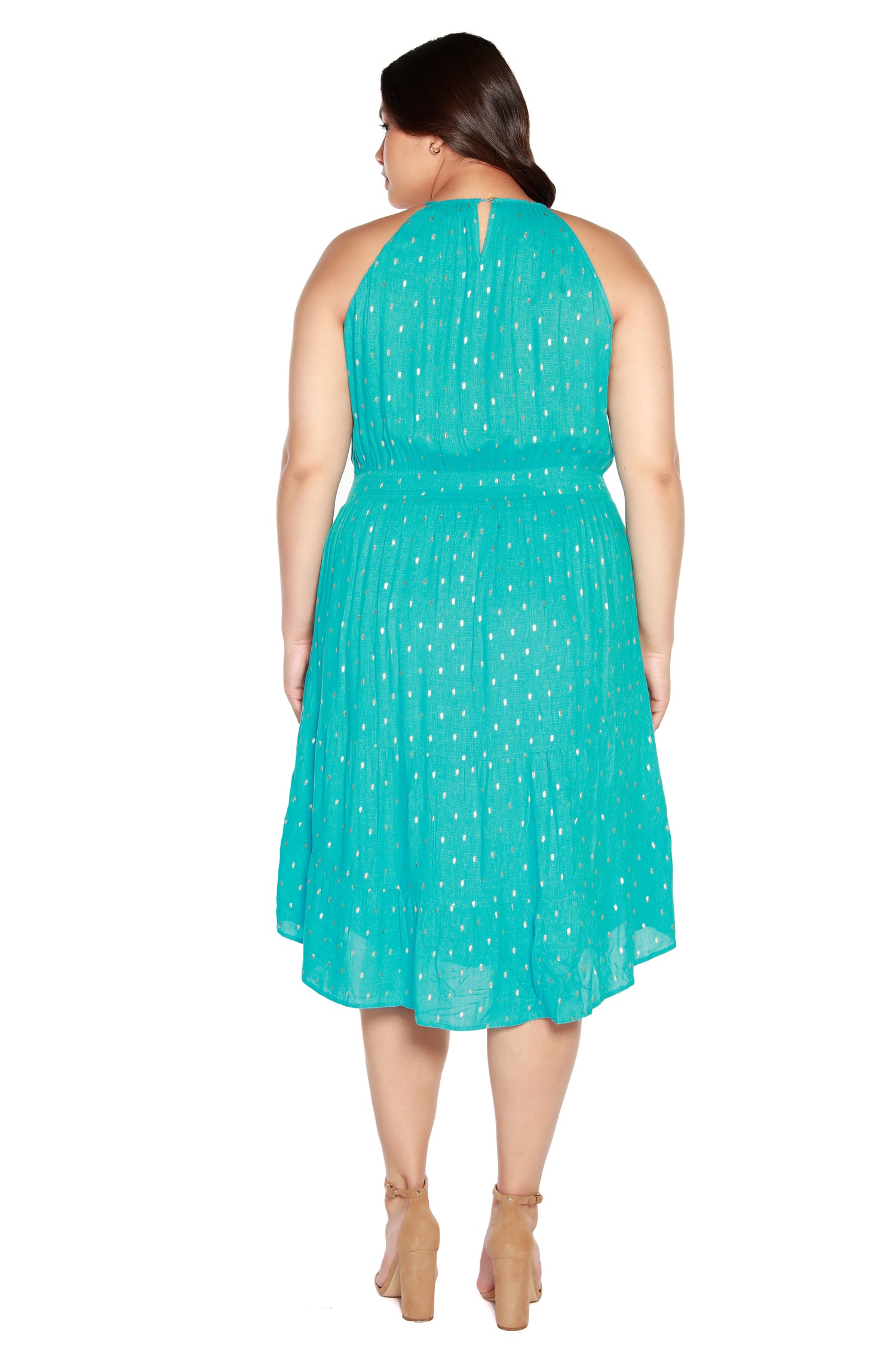 Women’s Sleeveless Dress with Tiered Skirt and High-Low Hem | Curvy
