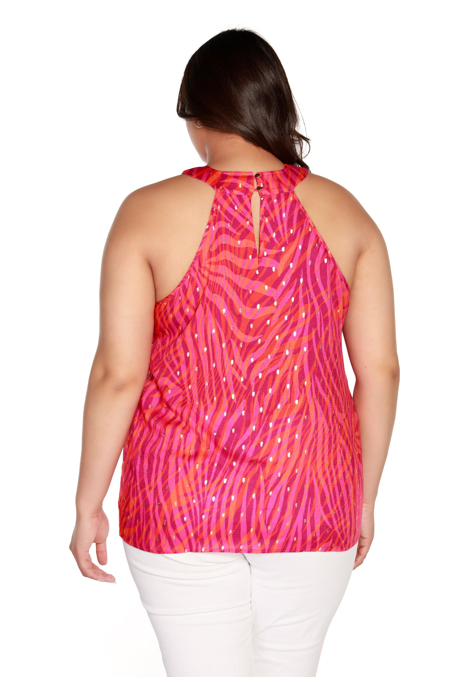Women’s Abstract Animal Print Halter with Gold Foil | Curvy