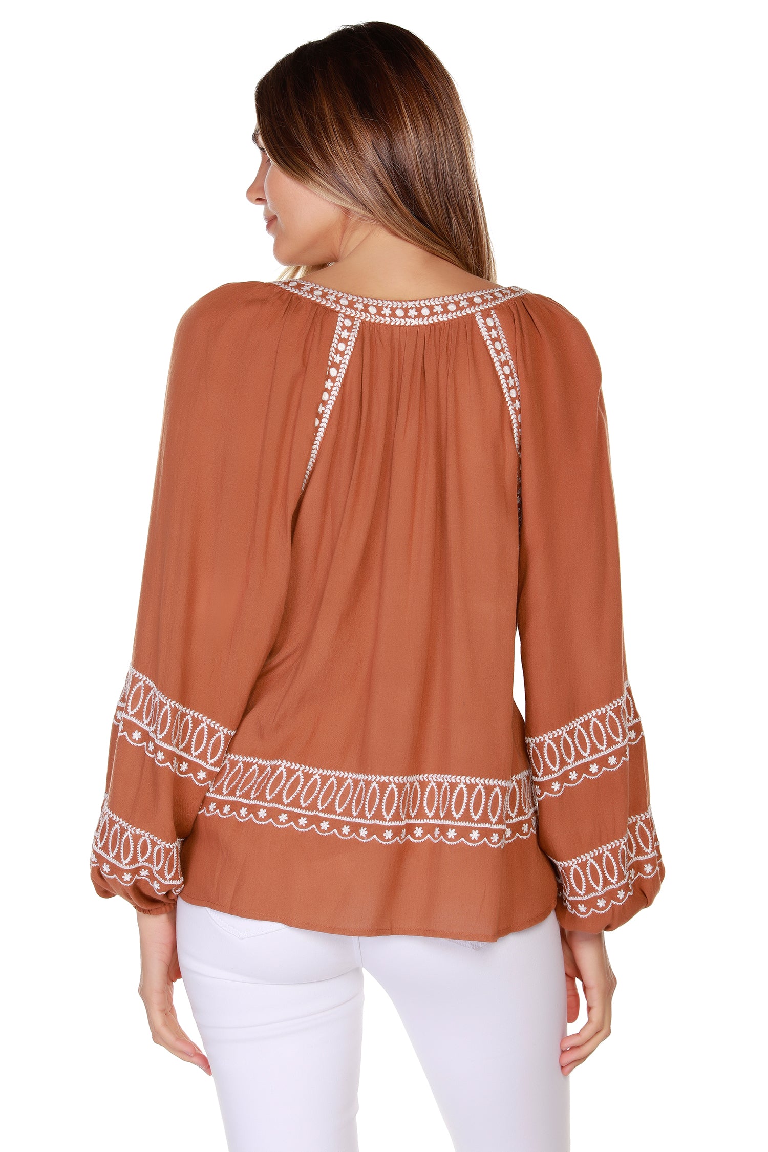 Women's Embroidered Raglan Boho Chic Peasant Top
