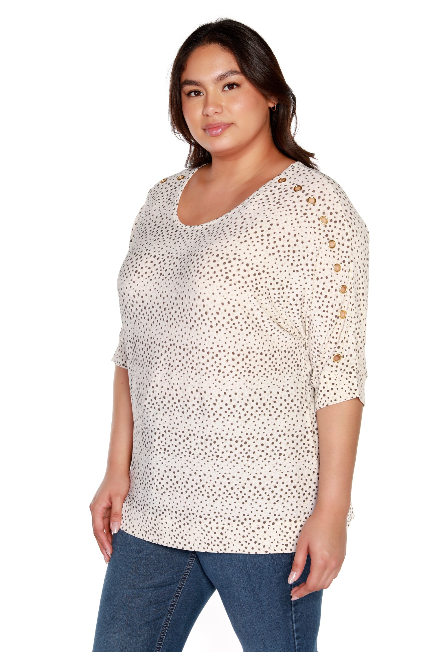 Women's Dolman Knit Top with Grommet Trim | Curvy