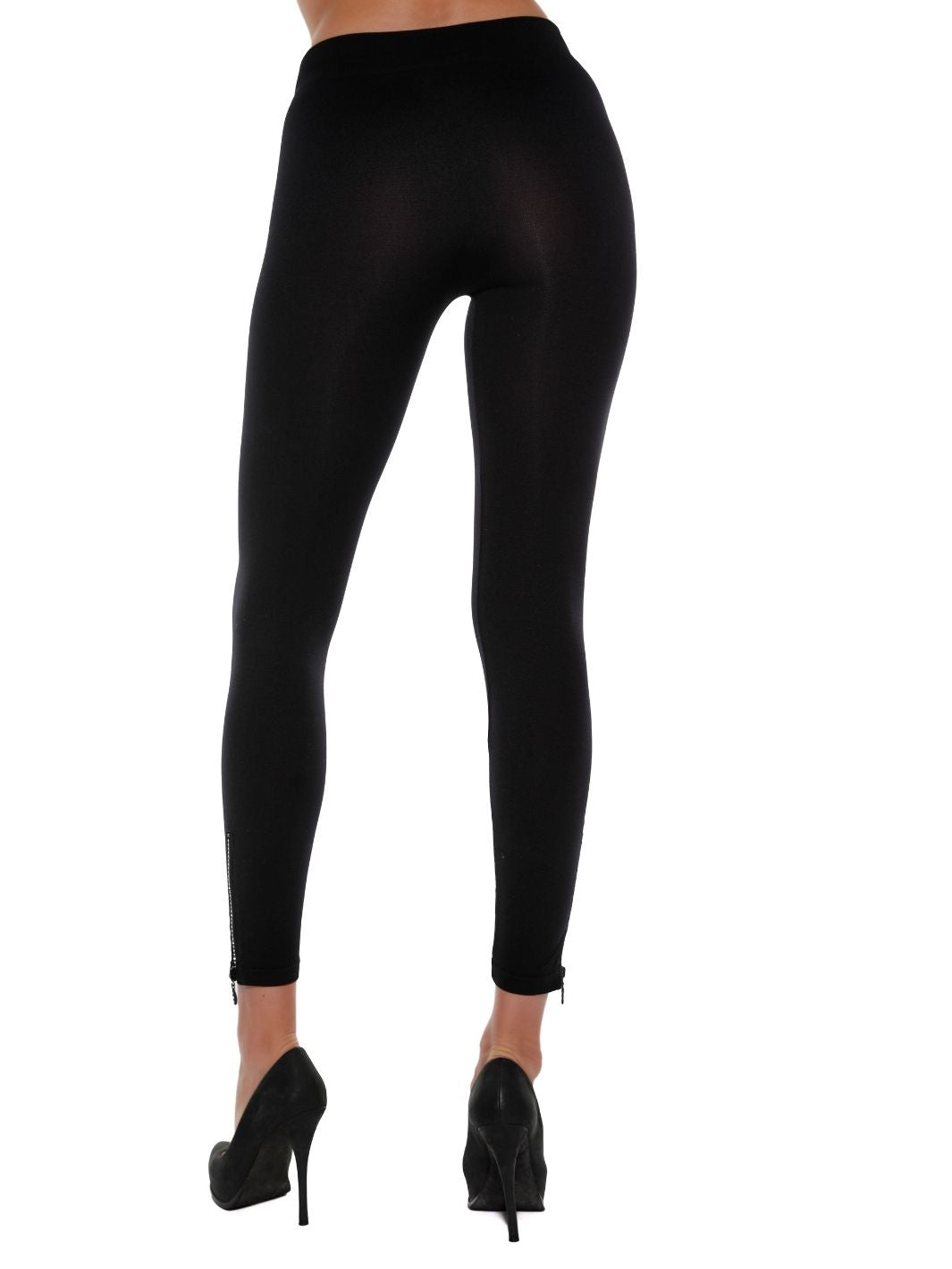 Women's Seamless Fashion Leggings with a Rhinestone Zipper at the Ankle