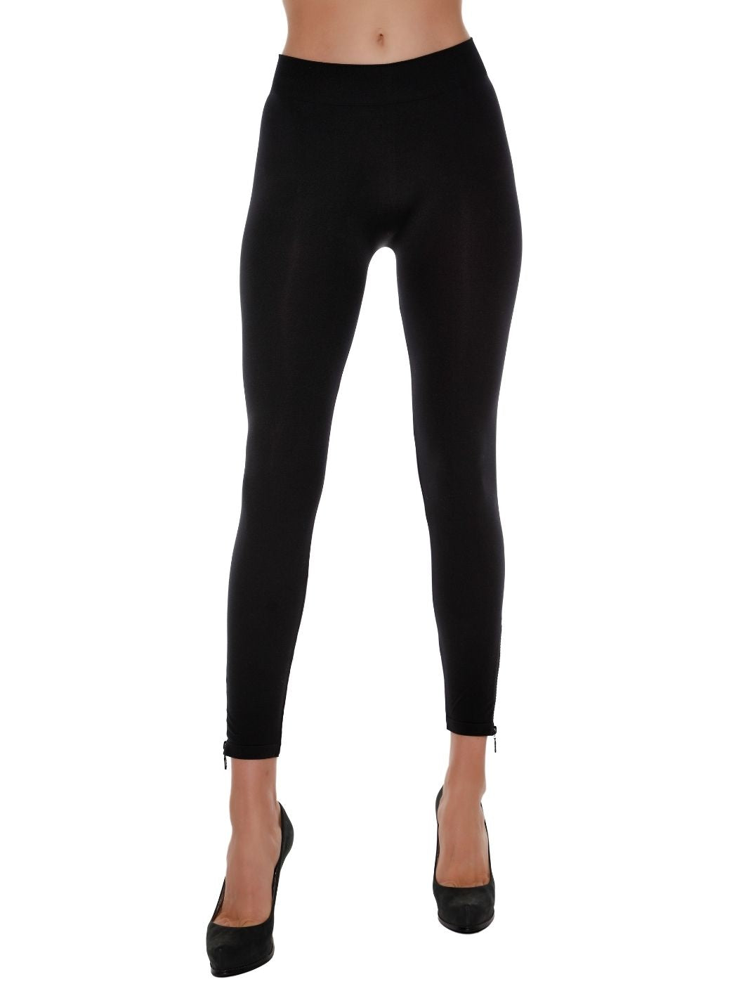 Women's Seamless Leggings with Rhinestone Zipper at the Ankle